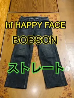 hf HAPPY FACE BOBSON ブラックデニム ストレートジーンズS