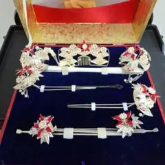 和装髪飾りセットこうがい　 花と葉のモチーフ