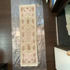 ゴブラン織り ロングマット ローズ柄 ピンク