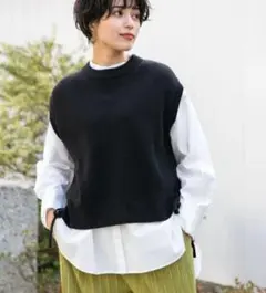 【美品】RAGEBLUE 　サイドリボン　ニットベスト　　ブラック