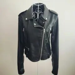 ZARA ダブルライダースジャケット フェイクレザー ブラック 黒 Mサイズ