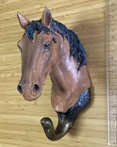 馬　壁フック　リアル　ハンドメイド　海外　土産　ホース　インテリア　ウォールデコ