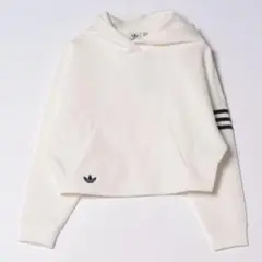 美品　adidas ホワイト クロップドパーカー　M