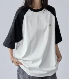 THE FOX ロゴ ラグランスリーブ Tシャツ M