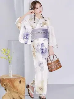 Sugar nine セパレート水彩フラワー浴衣 即日発送】パステル水彩フラワーアンニュイ浴衣【浴衣3点セット