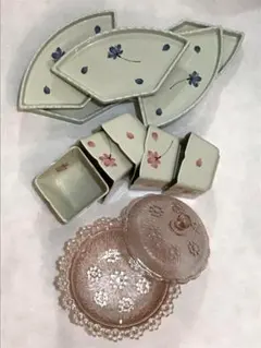 早い者勝ち！　セット販売　かわいい桜柄の和食器　ガラスのボンボニエールのサムネイル