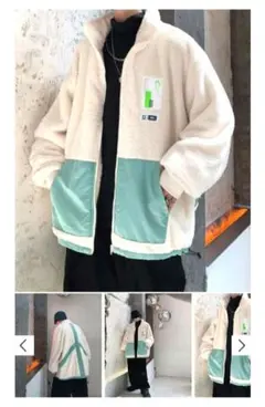 【neos /ネオス】ビッグシルエット 配色 ライン切替 ボア ブルゾン