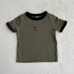 しまむら　ワンポイントTシャツ　カーキ
