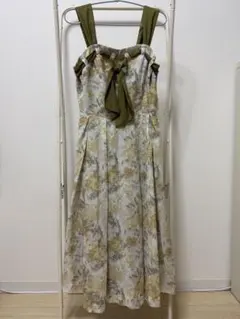 はしごスカーフ水彩フラワー柄ワンピース an another angelusのサムネイル