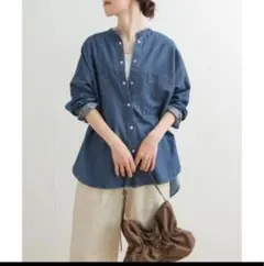 新品タグ付アーバンリサーチドアーズ デニムバンドカラーシャツ