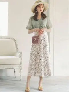 GRL ダルメシアン柄マーメイドフレアスカート アイボリー