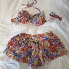 新品未使用品 花柄 セパレート3点水着セット