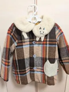 130*ベイビーチアー　猫襟　チェック柄　コート