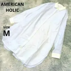 美品　アメリカンホリック　シャツワンピースMサイズ　長袖　ストライプ