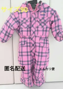 子ども用ピンクチェック柄オーバーオール