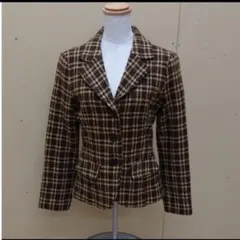 ブラウン系チェック テーラードジャケット
