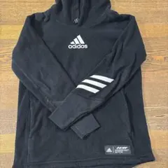 adidas フリースフード付きパーカー 黒 160