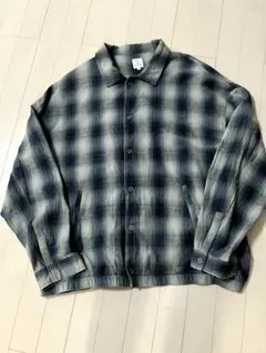 Revo. チェック柄 スナップボタン 長袖シャツ メンズL ブルー