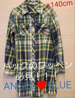 ANGEL♥️BLUE チェック柄シャツ女の子Sサイズ(140)