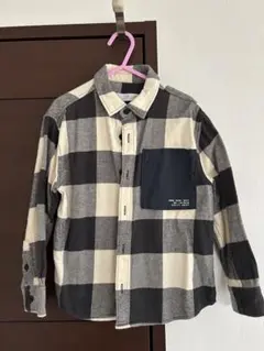 ZARA 黒と白のチェック柄長袖シャツ 110 120