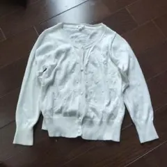 a.V.V ホワイト ドット編み カーディガン 120