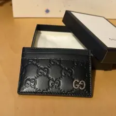 正規品♡美品♡グッチ　名刺入れ　カードケース　GG柄　シマレザー  バッグ　財布 美品】GUCCI グッチ GG シマ レザー カードケース 名刺入れ ブラック