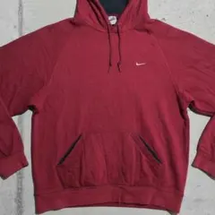 【希少】90s NIKE 銀タグ プルオーバーパーカー L 刺繍ロゴ ボルドー
