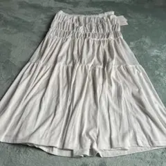 ティアード　スカート ロング　白　L
