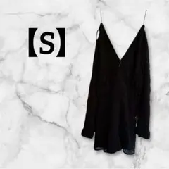 ✨一点限り✨【S】黒　Vネック　長袖ロンパース　ロンパース　長袖