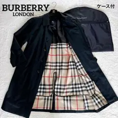 【バーバリーロンドン】ステンカラーコート ライナー付 裏地ノバチェック ブラック