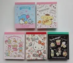 サンリオキャラクターズ ミニメモ帳 ５点セット2018年 平成レトロ③