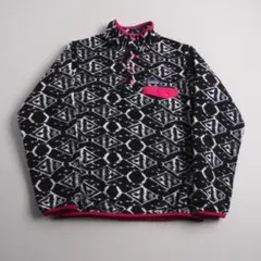 パタゴニア　フリース　シンチラ　スナップT　総柄　ブラック　美品
