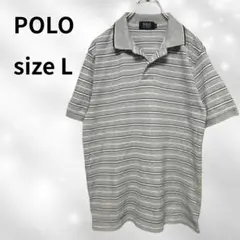 POLO ボーダー柄 半袖ポロシャツ Lサイズ