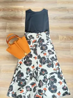 ballsey フラワープリント フレアスカート