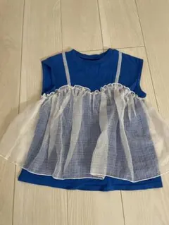 フリル付きレイヤード風Tシャツ ブルーのサムネイル