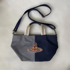 ヴィヴィアンウエストウッド ハンドバッグ キャンバス バイカラー オーブ