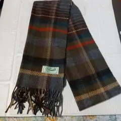 クロコダイル　チェック柄ウールマフラー