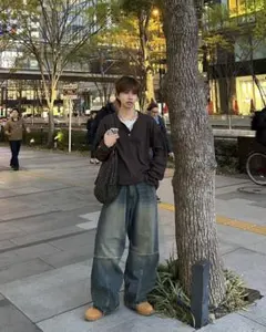 yoloフェィク2ーピースロングTシャツLサイズブラック