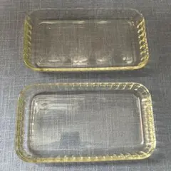 オールドPYREX 耐熱ガラス 長方形皿 2枚セット　未使用　1970年代のサムネイル