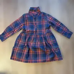 TOMMY HILFIGER 長袖ワンピース ID4 ネイビー/オレンジチェック