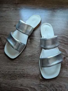 ファビオルスコーニシルバー ダブルストラップ サンダル 36