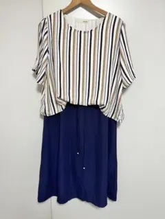 SHOO-LA-RUE　ストライプ柄ドッキングワンピース　LL シューラルー