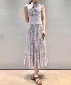 snidel ウエストリブプリーツワンピース