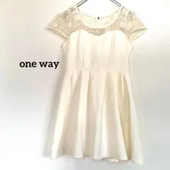 one way レース切替ミニワンピース ドレス 白 Mサイズ ワンウェイ 半袖のサムネイル