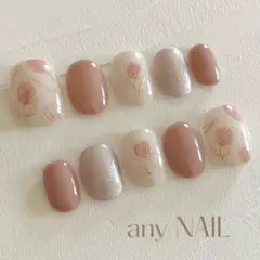 【サイズ変更無料】ネイルチップセット＊チューリップ No.166