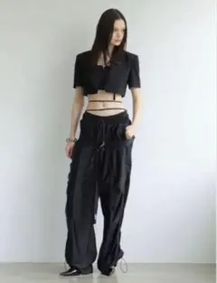 melt the lady ベルト付き ワイドパンツ ブラック