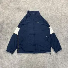 ナイキ Lサイズ ナイロンジャケット 刺繍ロゴ ネイビー