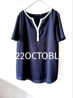 22OCTOBLE/半袖 ブラウス ブラック ホワイト/サイズ38のサムネイル