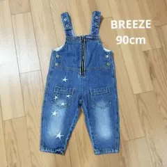 BREEZE デニムオーバーオール 星柄刺繍 90