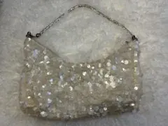 （新品・未使用）スパンコール パーティーバッグ 白色